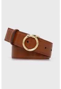 Trussardi Jeans - Trussardi pasek skórzany damski kolor brązowy. Kolor: brązowy. Materiał: skóra #1