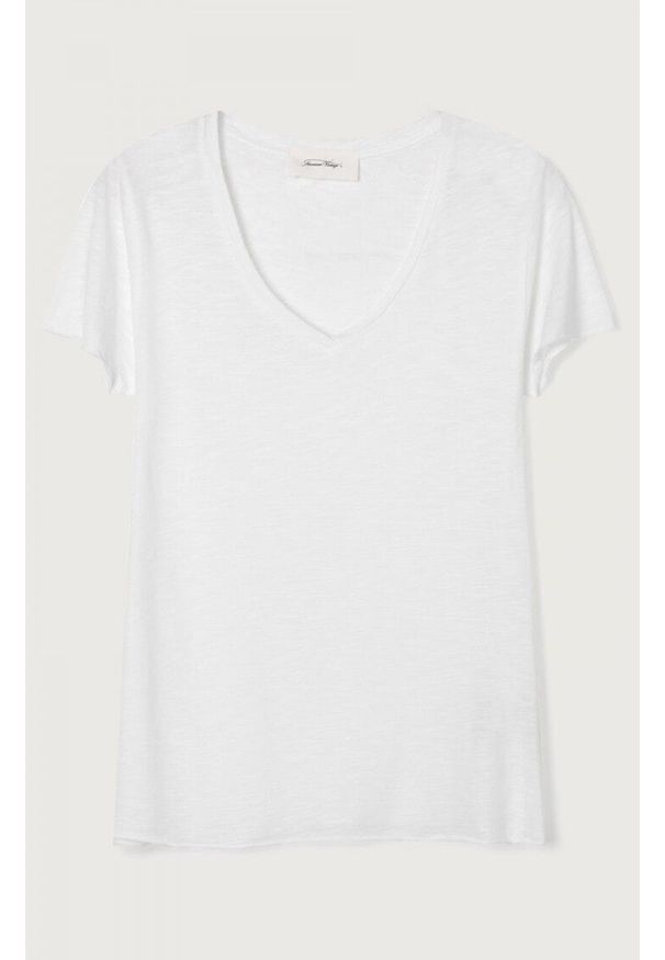 AMERICAN VINTAGE - Biały t-shirt z krótkim rękawem American Vintage. Kolor: biały. Materiał: wiskoza, bawełna. Długość rękawa: krótki rękaw. Długość: krótkie. Wzór: melanż. Styl: vintage
