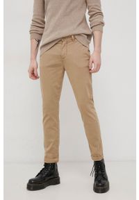 Only & Sons Spodnie męskie kolor beżowy dopasowane. Kolor: beżowy. Materiał: tkanina, bawełna. Wzór: gładki