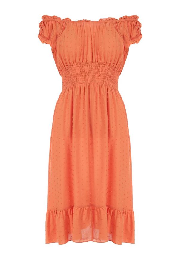 Born2be - Pomarańczowa Sukienka Chloromene. Kolor: pomarańczowy. Materiał: wiskoza, tkanina. Sezon: wiosna, lato. Długość: midi