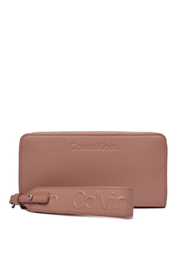 Calvin Klein Duży Portfel Damski Gracie Wallet W/Strap Lg K60K611388 Różowy. Kolor: różowy. Materiał: skóra