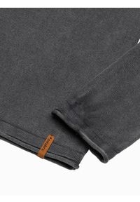 Ombre Clothing - Sweter męski bawełniany E180 - grafitowy - XXL. Kolor: szary. Materiał: bawełna. Styl: klasyczny #5