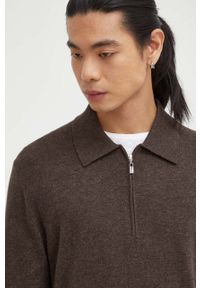 TIGER OF SWEDEN - Tiger Of Sweden sweter wełniany męski kolor brązowy lekki. Kolor: brązowy. Materiał: wełna. Długość rękawa: długi rękaw. Długość: krótkie #6