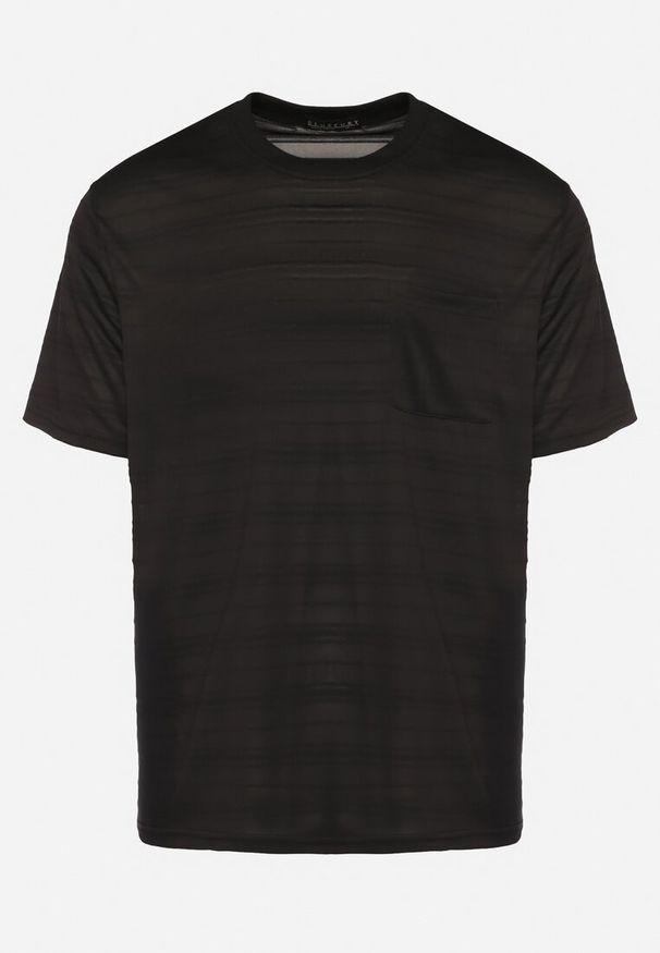 Born2be - Czarna Koszulka o Klasycznym Kroju z Kieszonką Mairalissa. Okazja: na spotkanie biznesowe, do pracy, na co dzień. Kolor: czarny. Materiał: jeans. Wzór: aplikacja. Styl: klasyczny