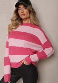 Renee - Różowy Sweter ze Ściągaczami Ozdobiony Pasami z Wełną Tiarosea. Okazja: na co dzień. Kolor: różowy. Materiał: wełna. Długość rękawa: długi rękaw. Długość: długie. Wzór: aplikacja. Styl: klasyczny, casual