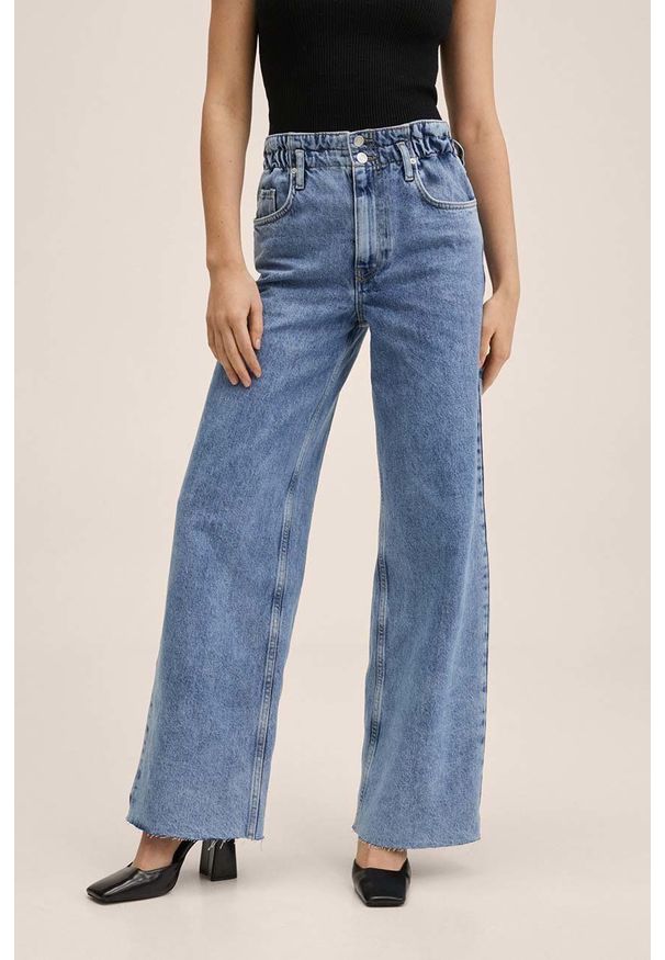 mango - Mango jeansy Marcela damskie high waist. Stan: podwyższony. Kolor: niebieski