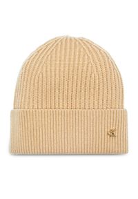 Calvin Klein Czapka Ck Metal Wool Beanie LV04D8032G Beżowy. Kolor: beżowy. Materiał: wełna, materiał