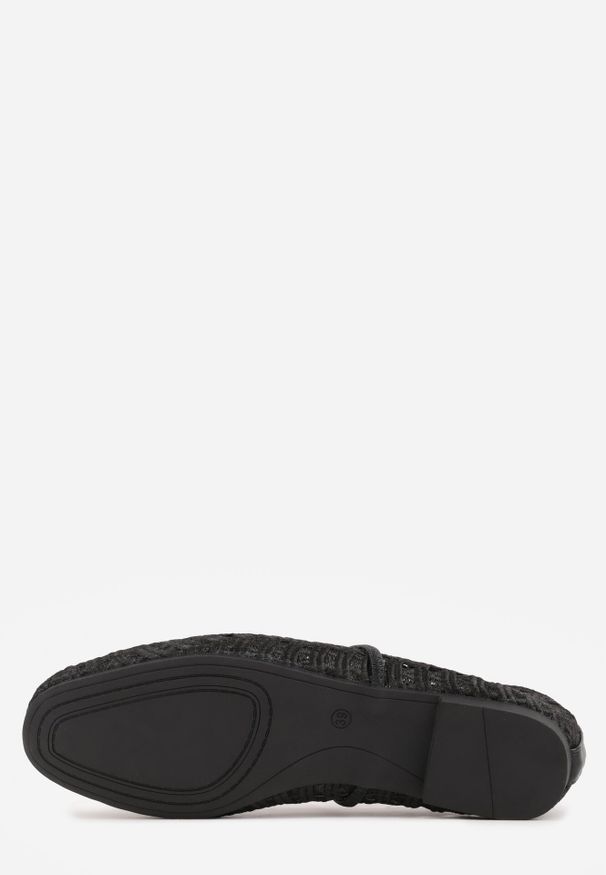 Born2be - Czarne Ażurowe Balerinki z Imitacji Plecionki z Paskiem Naeraea. Okazja: na co dzień. Zapięcie: pasek. Kolor: czarny. Materiał: len. Wzór: ażurowy. Sezon: wiosna, lato. Styl: casual, klasyczny