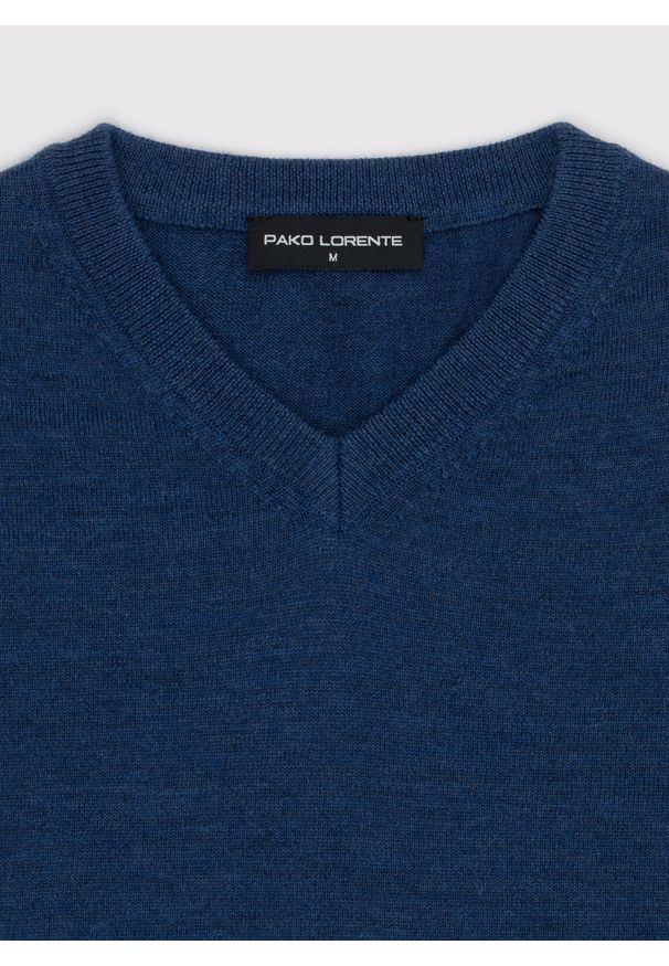 Pako Lorente - PAKO LORENTE - Wełniany sweter w kolorze granatowym. Okazja: na co dzień. Kolor: niebieski, beżowy. Materiał: wełna. Sezon: jesień. Styl: casual