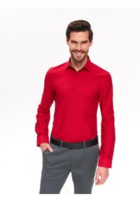 TOP SECRET - Koszula wizytowa o kroju slim. Kolor: czerwony. Materiał: jeans. Długość rękawa: długi rękaw. Długość: długie. Wzór: gładki. Sezon: wiosna, lato. Styl: wizytowy #3