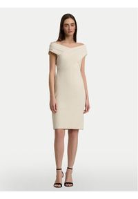 Lauren Ralph Lauren Sukienka koktajlowa 253936390002 Écru Slim Fit. Kolor: kremowy. Materiał: syntetyk. Styl: wizytowy #1