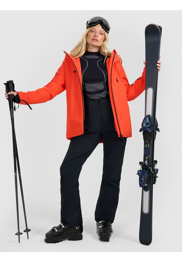 4f - 4F Kurtka narciarska membrana 8000 damska - pomarańczowa XS. Kolor: pomarańczowy. Materiał: poliester, materiał. Sezon: zima