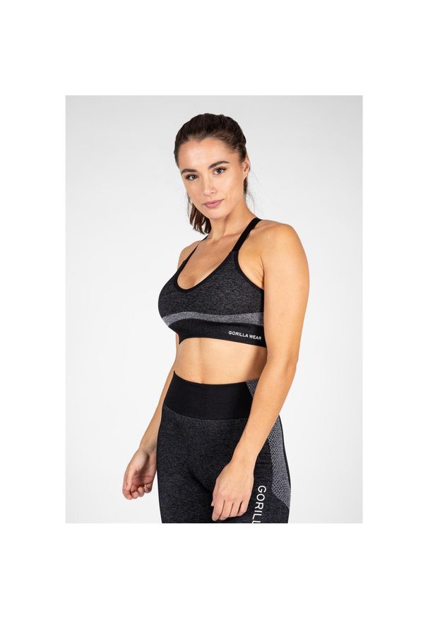 GORILLA WEAR - Selah Bezszwowe Biustonosz sportowy - Czarny. Kolor: czarny. Sport: fitness