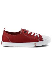 Big-Star - Czerwone Trampki Big Star Damskie Sznurowane Buty. Okazja: na co dzień, na spacer. Zapięcie: sznurówki. Kolor: czerwony. Materiał: guma, jeans, materiał. Szerokość cholewki: normalna. Sezon: wiosna. Styl: casual #9