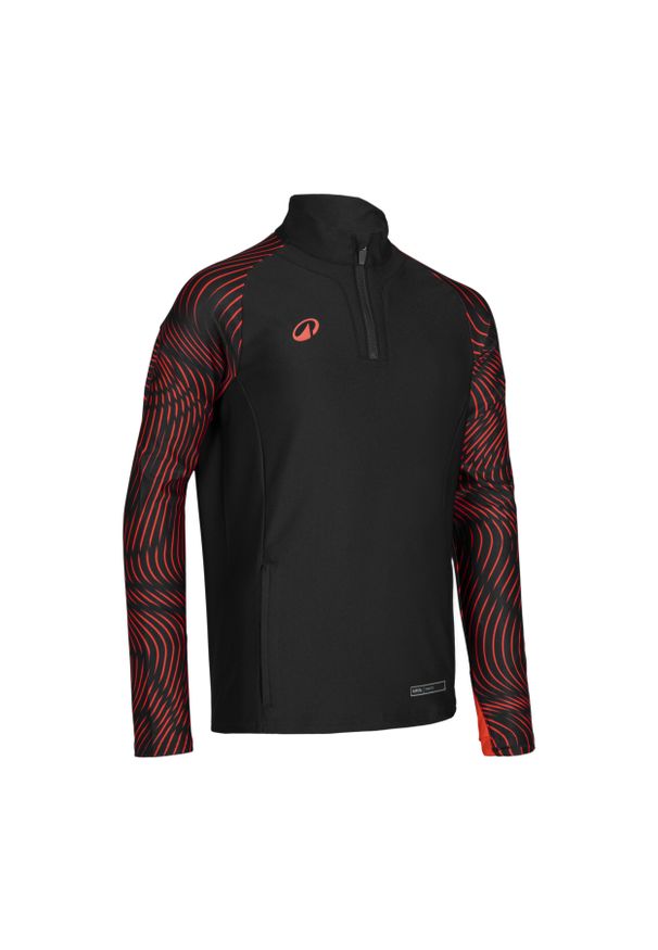KIPSTA - Bluza piłkarska na krótki suwak dla dzieci Kipsta Viralto Wavy Club. Kolor: czerwony, wielokolorowy, różowy, czarny. Materiał: materiał, poliester, elastan. Długość: krótkie. Sport: piłka nożna