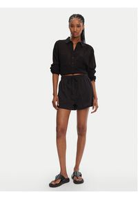Seafolly Szorty materiałowe Crinkle 55429-SH Czarny Regular Fit. Kolor: czarny. Materiał: bawełna #3