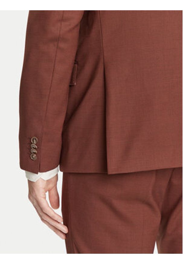 BOSS Garnitur H-Huge 50546080 Brązowy Slim Fit. Kolor: brązowy. Materiał: wełna