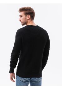 Ombre Clothing - Sweter męski E185 - czarny - XXL. Kolor: czarny. Materiał: bawełna, akryl. Długość rękawa: długi rękaw. Długość: długie. Wzór: aplikacja. Sezon: jesień, zima #3
