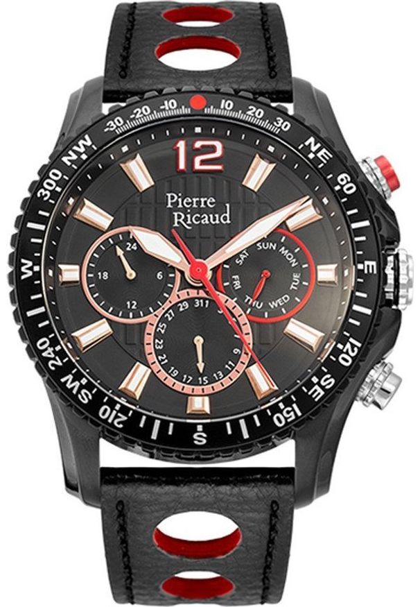 Zegarek Pierre Ricaud Zegarek męski Pierre Ricaud P97222.B254QFR czarny. Kolor: czarny