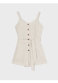 Sinsay - Bawełniany kombinezon letni z ozdobnymi guzikami - kremowy. Kolor: kremowy. Materiał: bawełna. Sezon: lato #1