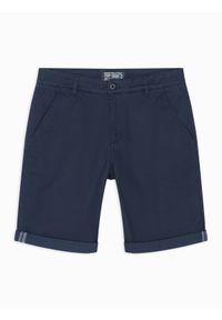 Ombre Clothing - Męskie klasyczne szorty chino z podwiniętą nogawką - granatowe V10 - Rozmiar: XXL. Kolor: niebieski. Materiał: elastan, bawełna. Sezon: lato. Styl: klasyczny #7