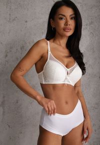 Renee - Jasnobeżowy Biustonosz Full Cup Zdobiony Koronką Raviera. Kolor: beżowy. Materiał: koronka. Wzór: aplikacja, koronka #5