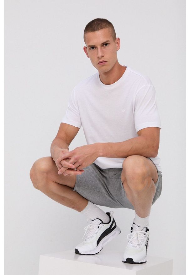 Emporio Armani - T-shirt bawełniany (2-pack). Okazja: na co dzień. Kolor: biały. Materiał: bawełna. Wzór: nadruk. Styl: casual