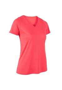 KALENJI - Koszulka do biegania damska Kalenji Run Dry. Kolor: różowy, wielokolorowy, czerwony. Materiał: poliester, materiał. Sport: bieganie