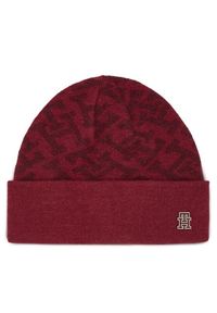 TOMMY HILFIGER - Tommy Hilfiger Czapka Monogram All Over Beanie AW0AW15327 Czerwony. Kolor: czerwony. Materiał: syntetyk
