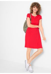 bonprix - Sukienka dresowa z czystej bawełny organicznej. Kolor: czerwony. Materiał: bawełna, dresówka #3