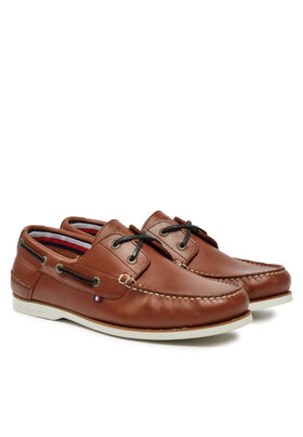 TOMMY HILFIGER - Tommy Hilfiger Półbuty Th Boat Shoe Core Lth FM0FM05569 Brązowy. Kolor: brązowy. Materiał: skóra