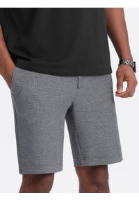 Ombre Clothing - Męskie spodenki wykonane z dwukolorowej melanżowej dzianiny - czarne V2. Okazja: na co dzień. Kolor: czarny. Materiał: dzianina. Wzór: melanż. Styl: casual #5