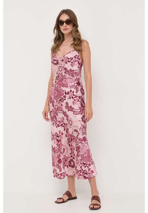 Guess sukienka kolor różowy maxi prosta. Okazja: na co dzień. Kolor: różowy. Długość rękawa: na ramiączkach. Typ sukienki: proste. Styl: casual. Długość: maxi
