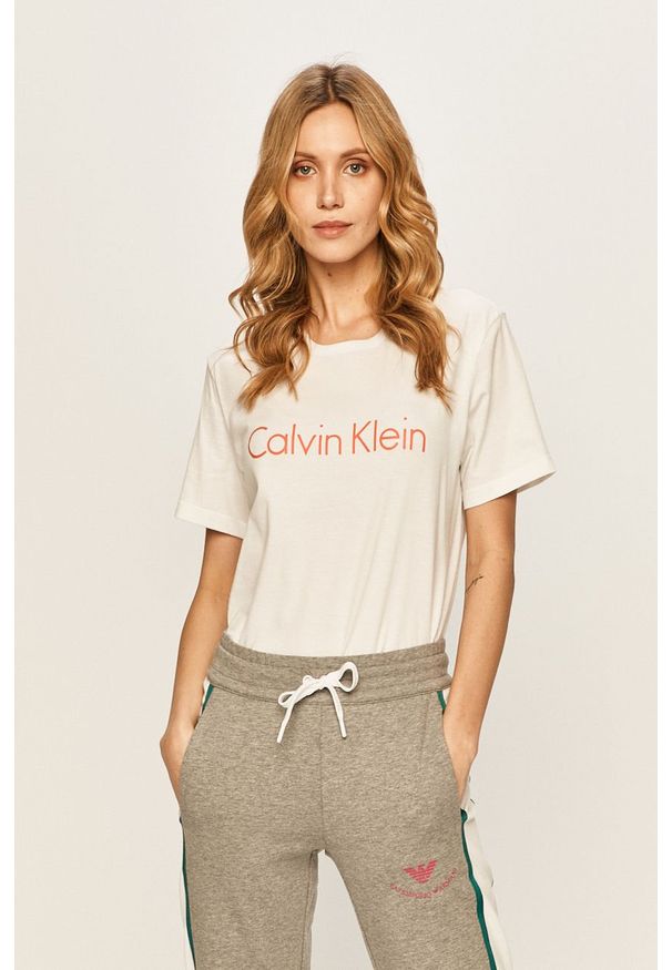 Calvin Klein Underwear - T-shirt. Okazja: na co dzień. Kolor: biały. Materiał: bawełna, dzianina. Wzór: nadruk. Styl: casual