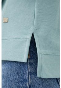 JOOP! - Joop! bluza damska kolor turkusowy z kapturem gładka. Typ kołnierza: kaptur. Kolor: turkusowy. Materiał: bawełna. Wzór: gładki #5