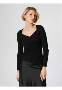 Simple Bluzka SWD511-01 Czarny Slim Fit. Kolor: czarny. Materiał: wiskoza #1