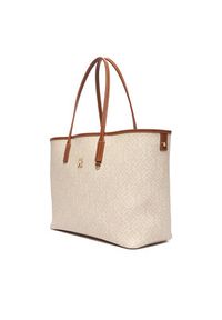 TOMMY HILFIGER - Tommy Hilfiger Torebka Th Monoplay Tote Le AW0AW17416 Beżowy. Kolor: beżowy. Materiał: skórzane #2