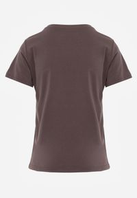 Born2be - Szary Klasyczny T-shirt z Bawełny o Prostym Kroju Heneia. Okazja: na co dzień. Kolor: szary. Materiał: bawełna. Długość: długie. Wzór: aplikacja. Styl: klasyczny #2