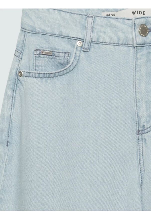 Big-Star - Spodnie damskie jeansowe wide niebieskie Colette 163. Okazja: na co dzień. Stan: podwyższony. Kolor: niebieski. Styl: elegancki, klasyczny, casual