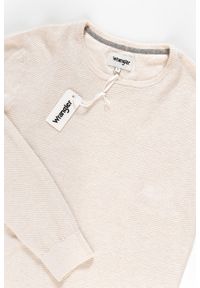 Wrangler - MĘSKI SWETER WRANGLER PIQUE CREW KNIT IVORY W8616PTIV. Materiał: bawełna, dzianina. Wzór: ze splotem #5