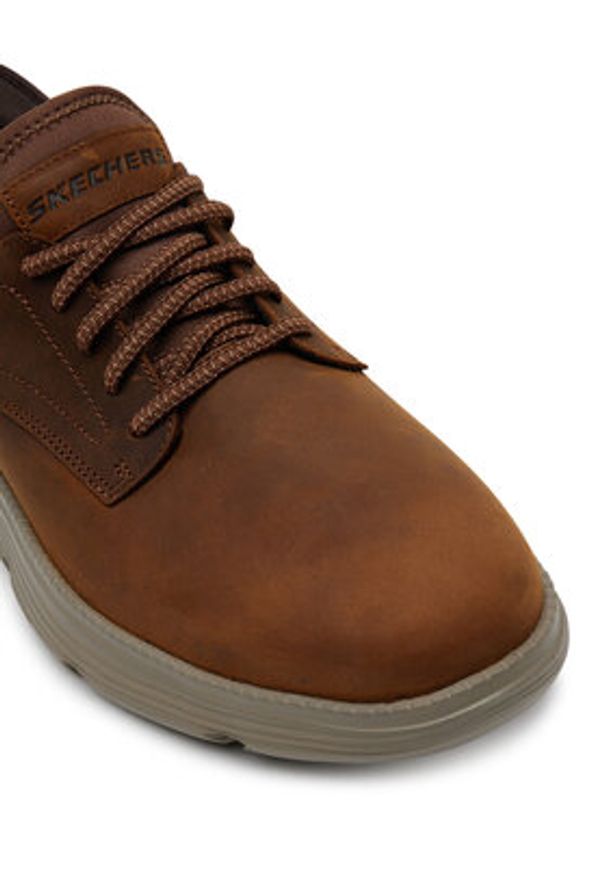 skechers - Skechers Półbuty Garza - Gervin 205046/CDB Brązowy. Kolor: brązowy. Materiał: nubuk, skóra