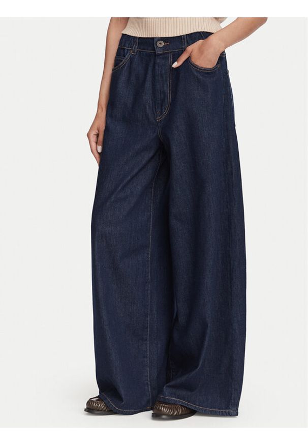 Weekend Max Mara Jeansy Zattera 2625186031 Granatowy Wide Leg. Kolor: niebieski