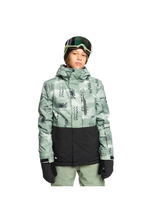 Quiksilver - Kurtka śnieżna dla Chłopcy MISSION Zielony. Kolor: zielony. Materiał: poliester, materiał. Sezon: zima. Sport: narciarstwo