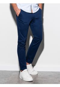 Ombre Clothing - Spodnie męskie chino - granatowe V4 P894 - S. Kolor: niebieski. Materiał: bawełna, elastan #2
