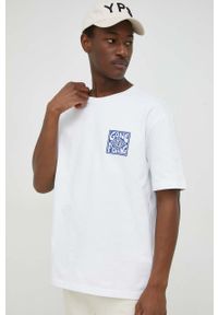 Samsoe & Samsoe - Samsoe Samsoe t-shirt bawełniany kolor biały z nadrukiem. Kolor: biały. Materiał: bawełna. Długość rękawa: krótki rękaw. Długość: krótkie. Wzór: nadruk #2