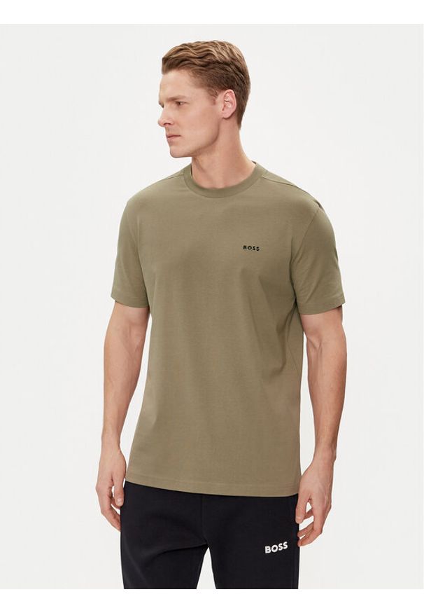 BOSS - Boss T-Shirt 50506373 Khaki Regular Fit. Kolor: brązowy. Materiał: bawełna