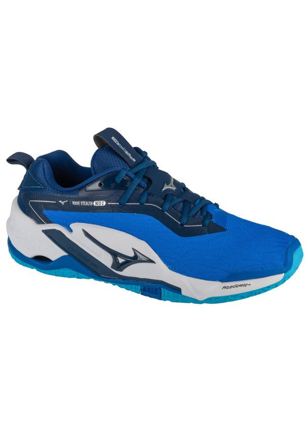 Adidasy Mizuno Wave Stealth Neo 2, Dla obu płci. Kolor: niebieski, wielokolorowy, biały. Materiał: syntetyk, materiał. Szerokość cholewki: normalna. Model: Mizuno Wave. Sport: piłka ręczna