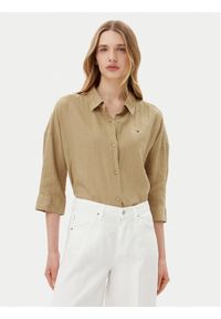 TOMMY HILFIGER - Tommy Hilfiger Koszula WW0WW46169 Beżowy Loose Fit. Kolor: beżowy. Materiał: len