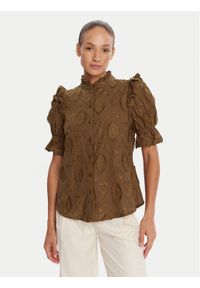 Bruuns Bazaar Bluzka Canterbury Caro BBW4507 Brązowy Regular Fit. Kolor: brązowy. Materiał: bawełna