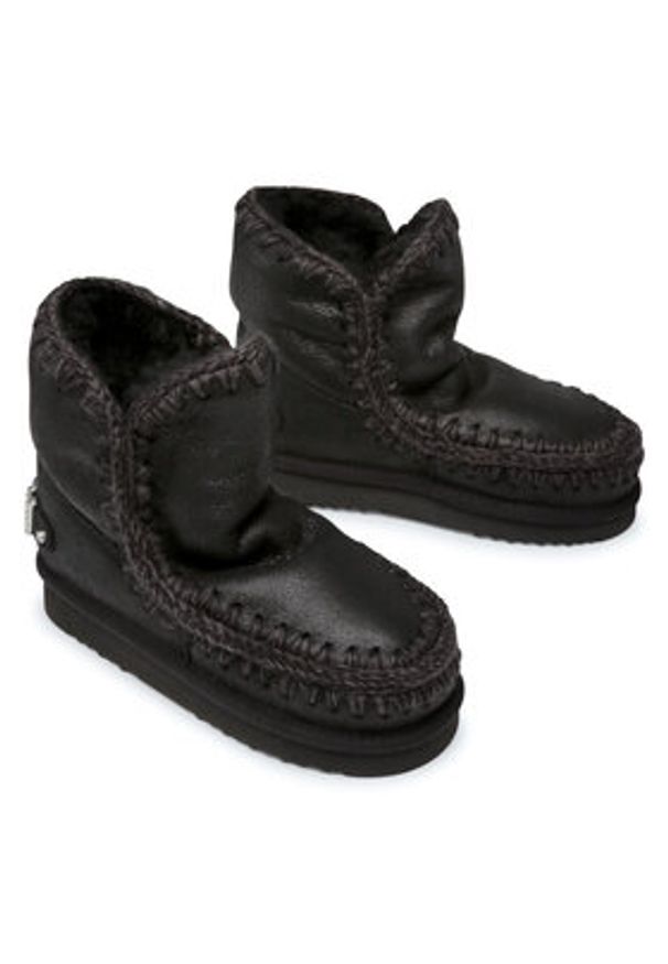 Mou Śniegowce Eskimo 18 With Rhinestones Logo Czarny. Kolor: czarny. Materiał: zamsz, skóra